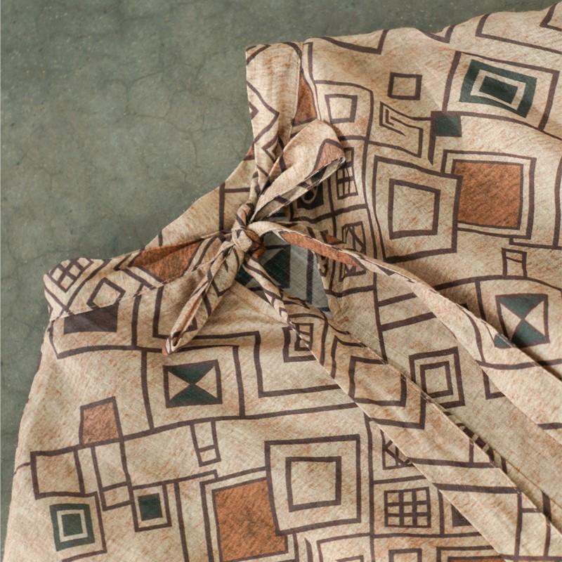 Johnature Women Vintage Plaid T-Shirts Bat Sleeve Summer Loose Female Soft Chinese Style Belt T-Shirts