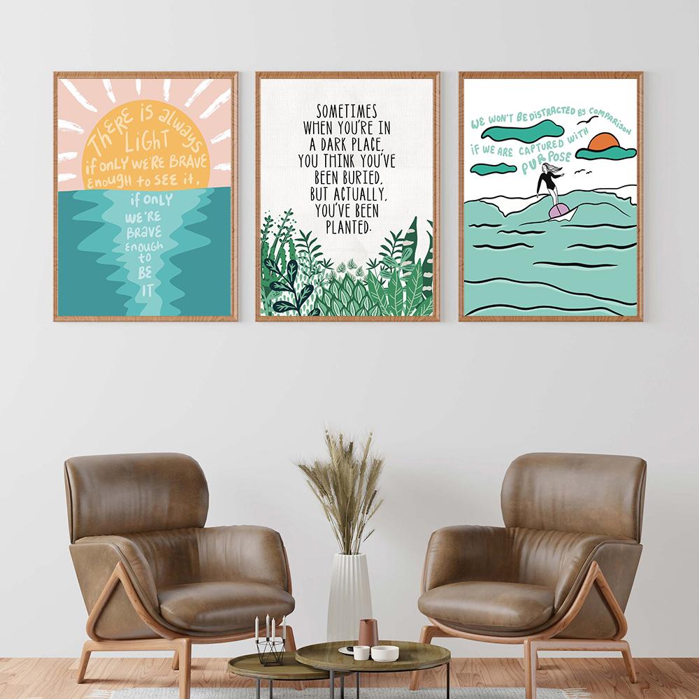 Bible Verse Inspirational Quotes Poster Beach Surf Ocean Painting Canvas Prints Starry Sky Faith Pictures Living Room Home Decor