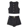 2025 Spring Women's European & American Style Round Neck Tank & Shorts Skirt Set