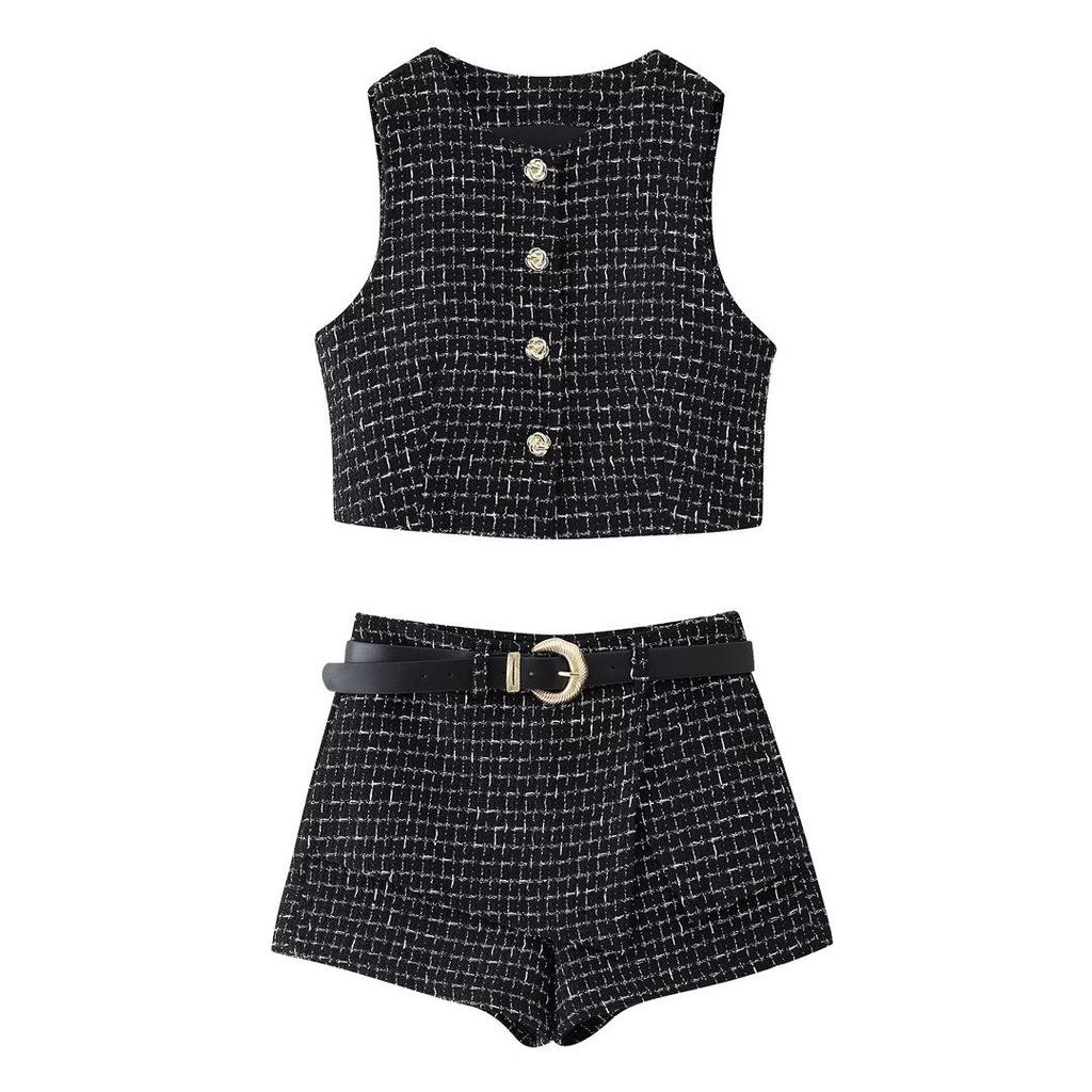 2025 Spring Women's European & American Style Round Neck Tank & Shorts Skirt Set