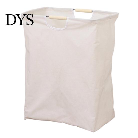 Easy Clean Laundry Hamper Basket with Wooden Handles, Cotton And Linen Large Portable Dirty Clothes Container Basket, Storage Space Saving Foldable