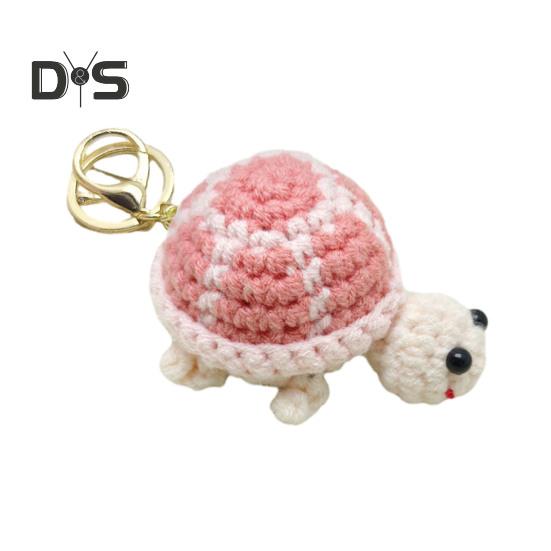 Knitted Turtle Keychain Exquisite Yarn Crochet Compact Size Portable Keyring Cartoon Style Mini Turtle Keychain