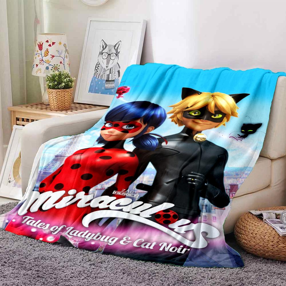 Miraculous Theme Printed Blanket - Perfect for Couch, Bed, Travel & Outdoor Use | Machine Washable, Cozy & Durable.