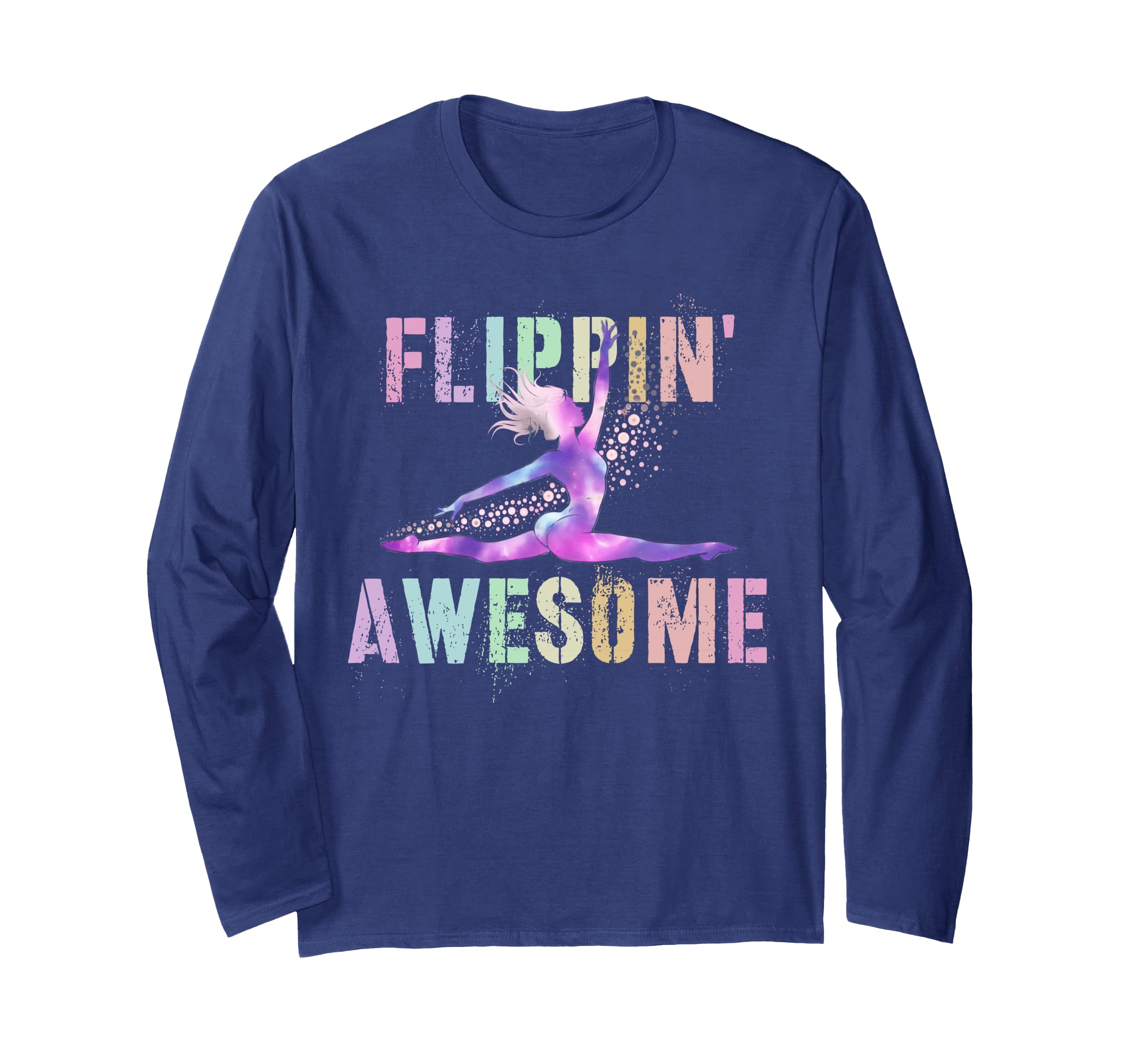 

Забавный гимнаст FLIPPIN AWESOME трико гимнастика спортивная мама длинный рукав футболка синий