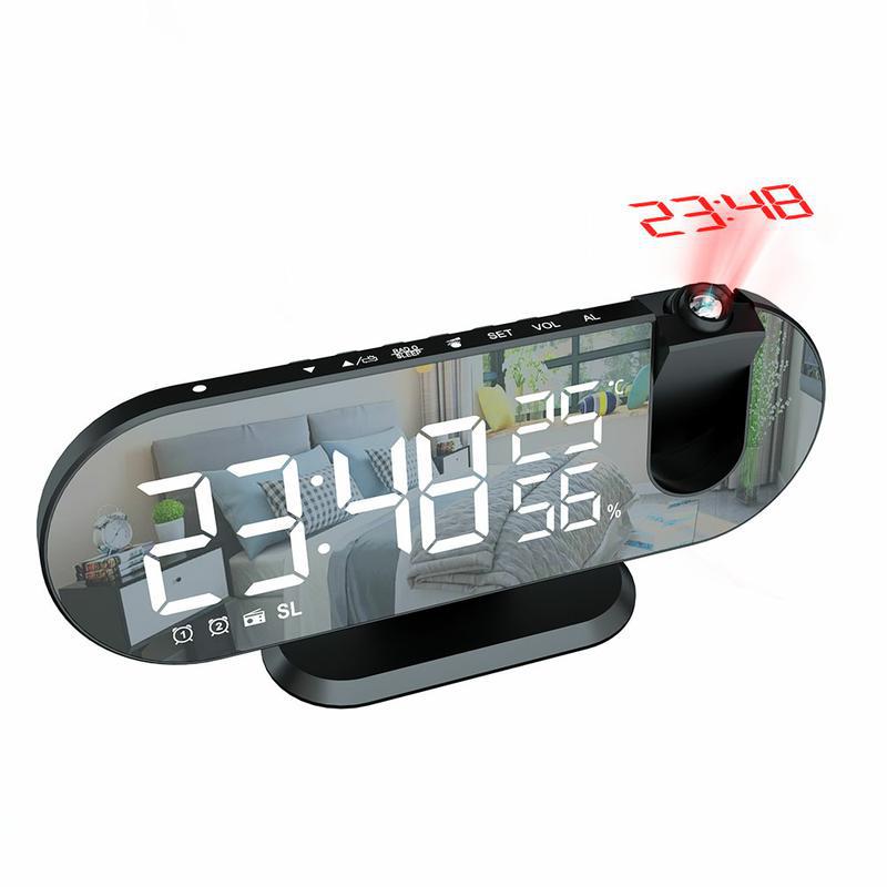 Multifunctional RGB Radio Projection Clock Creative LED Alarm Clock Temperature and Humidity Digital Projection Clock Mirror Electronic Clock