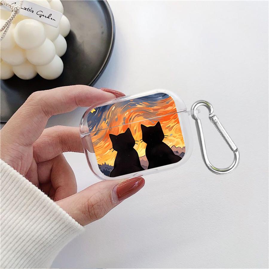 

Clear Earphone Cases Cover Case For Airpods 2 Pro3 3 Pro2 Pro 4 1 Van Gogh Art Cat Airpods Pro