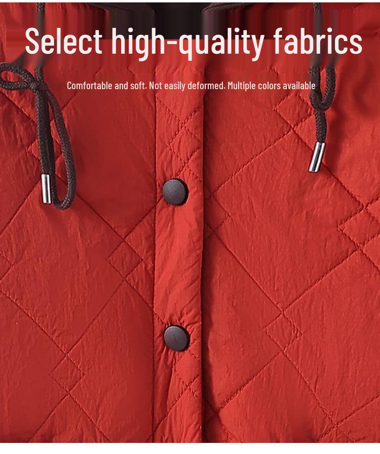 Elegant Hooded Cotton Jacket for Moms - Thick, Fashionable Fall & Winter Outerwear for Middle-Aged and Elderly