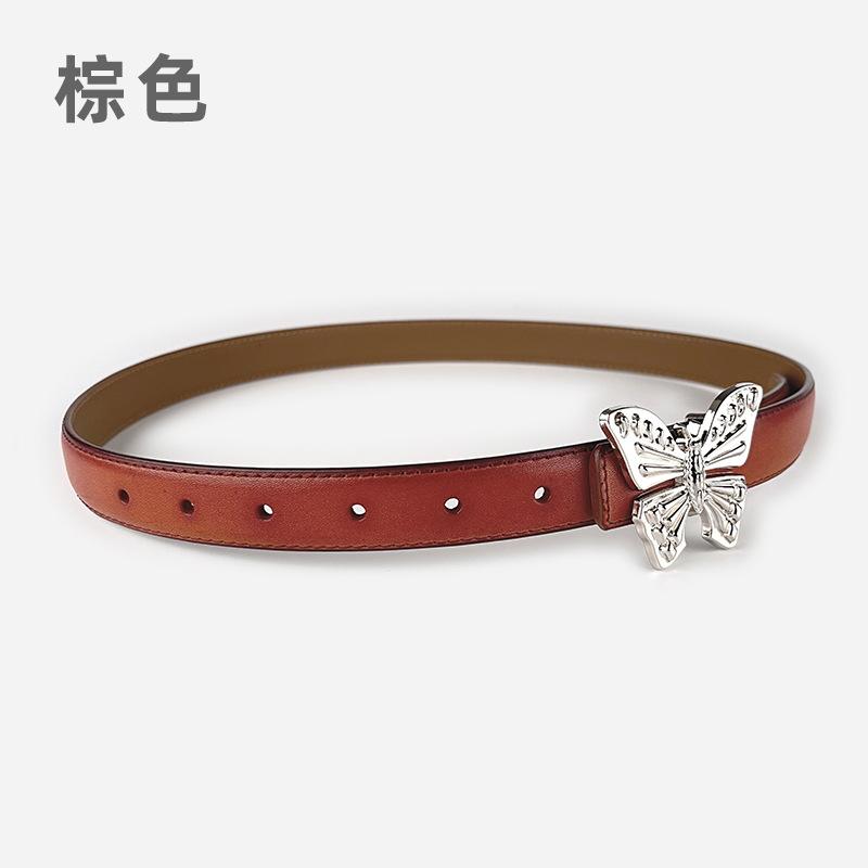 Leather Ladies Belt Butterfly Women'S Cowhide Belt With Casual Jeans Belt