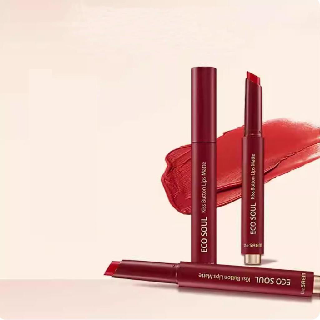 THE SAEM Eco Soul Kiss Button Lips Matte  2g/0.07oz (5 Color Options)
