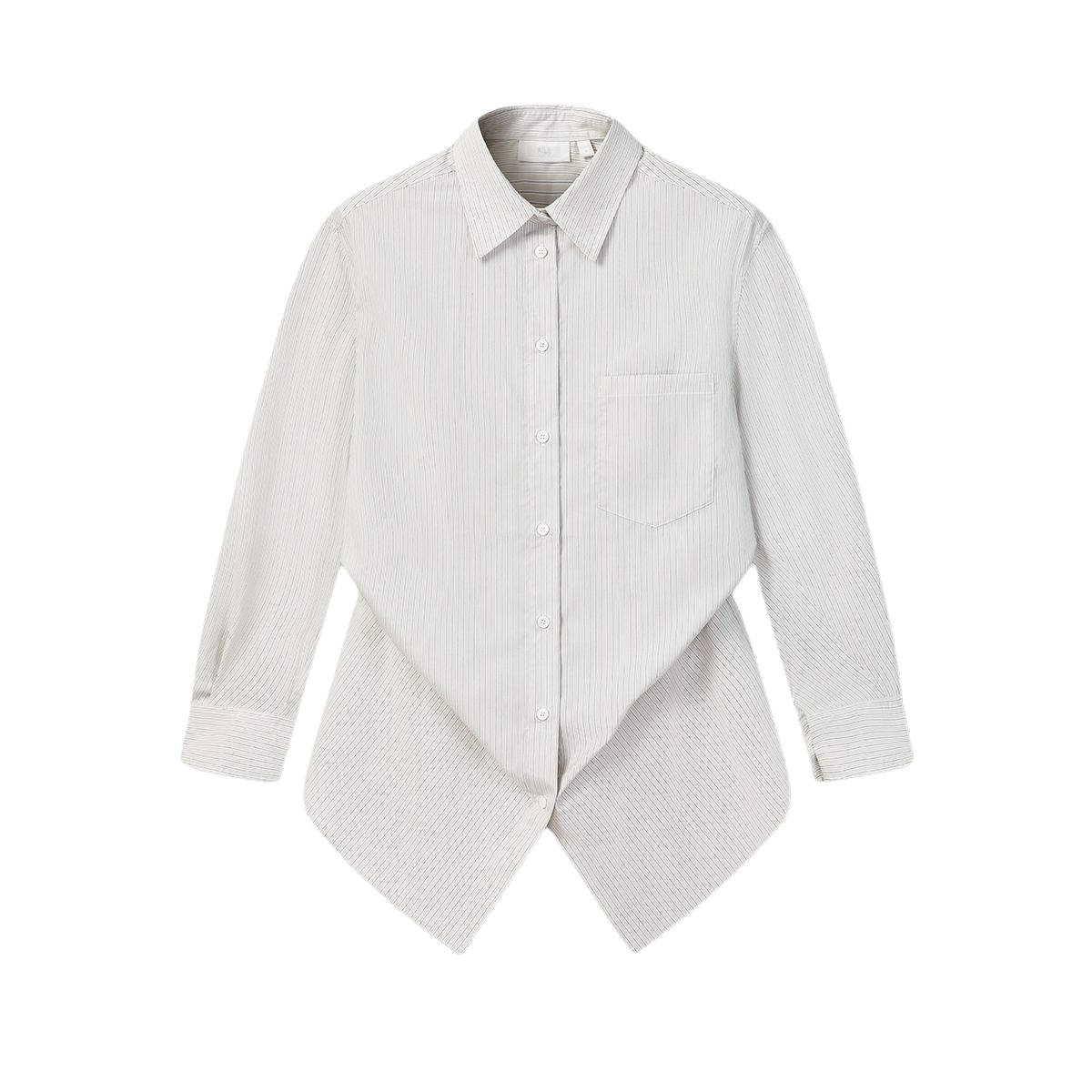 Fila Milano Series Loose Striped Woven Long Sleeve Shirt Women shirts F11W625410F-GY S