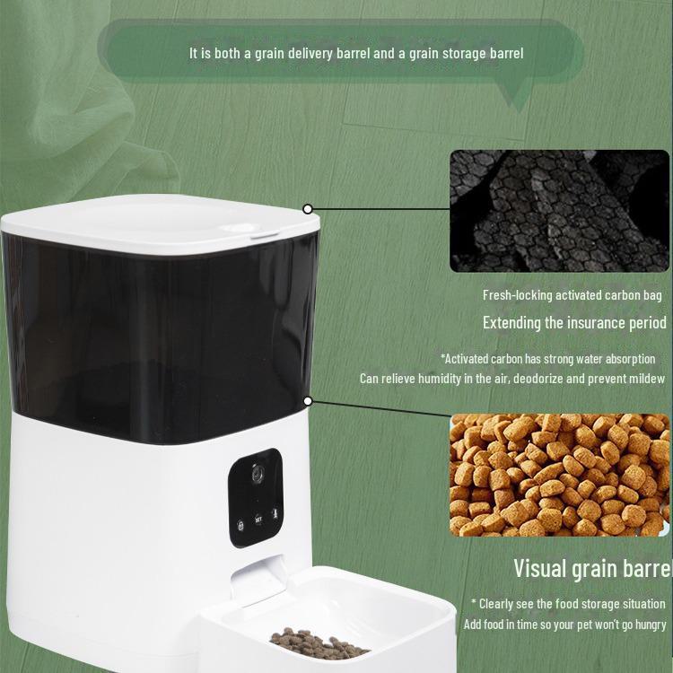 Smart Pet Feeder: Automatic Timer, Portion Control, Remote Viewing, and Interactive Feeding for Cats and Dogs