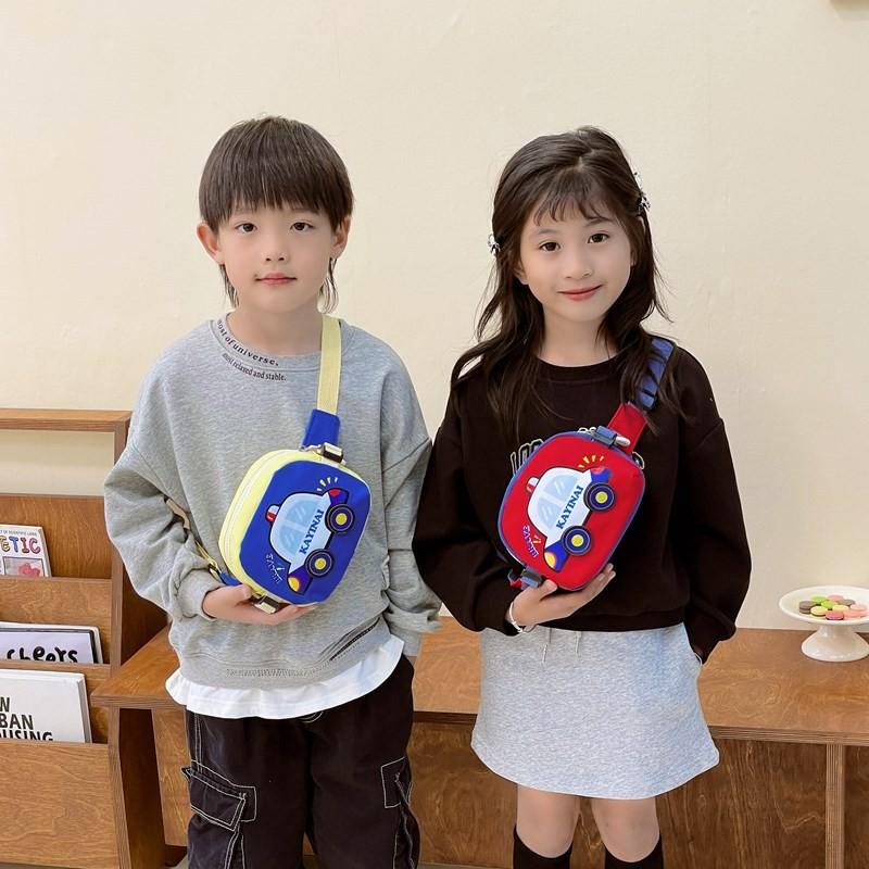 Stylish Kids Shoulder Bag With Cartoon Car Print Lightweight Versatile Design For Boys And Girls