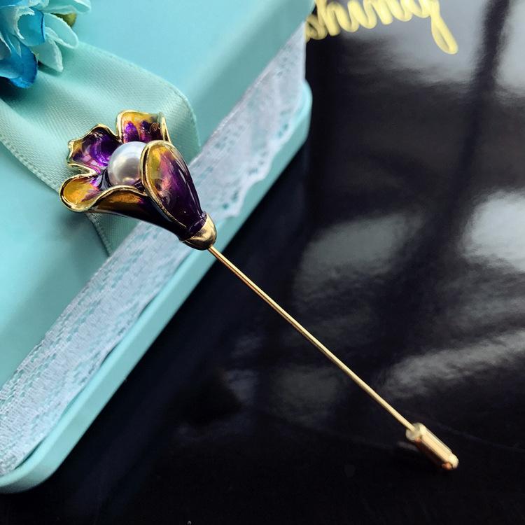 

Корейская ретро мода брошь магнолия, красочная эмаль меняющая цвет темперамент универсальная булавка для корсажа, пряжка для шелкового шарфа с украшениями