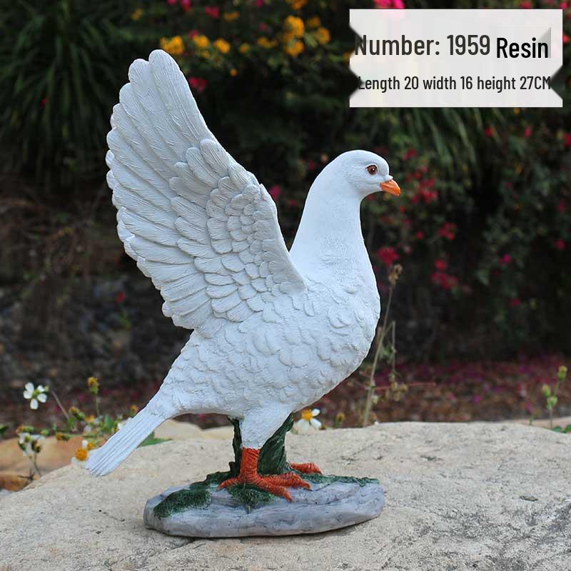 Resin White Pigeon Figurine for Outdoor Garden Decoration