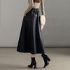 Women's Winter Faux Leather A-Line Midi Skirt