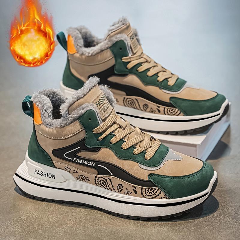 Winter Men's Sneakers High-top Men's Casual Shoes Warm Comfortable Anti Slip Outdoor Short Boots Plush Thick Sole Sports Shoes