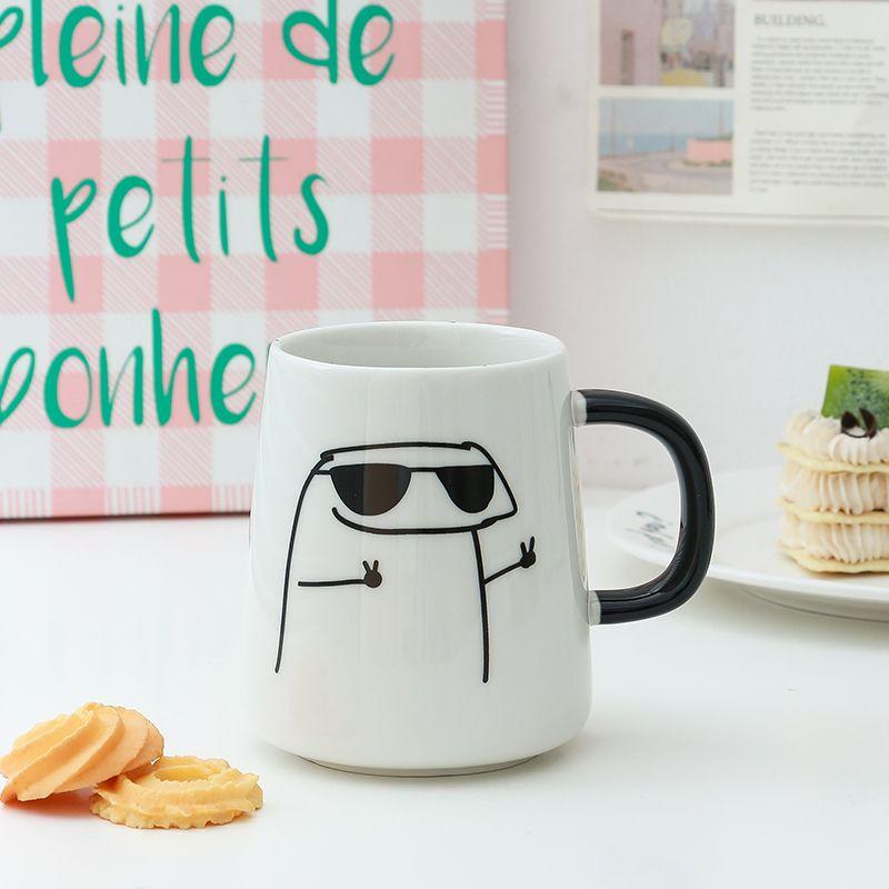 Simple Cartoon Ceramic Mugs Creative Personality Couple Mug Coffee Mug Men's Women's Milk Mugs Home Water Cup Drinkware