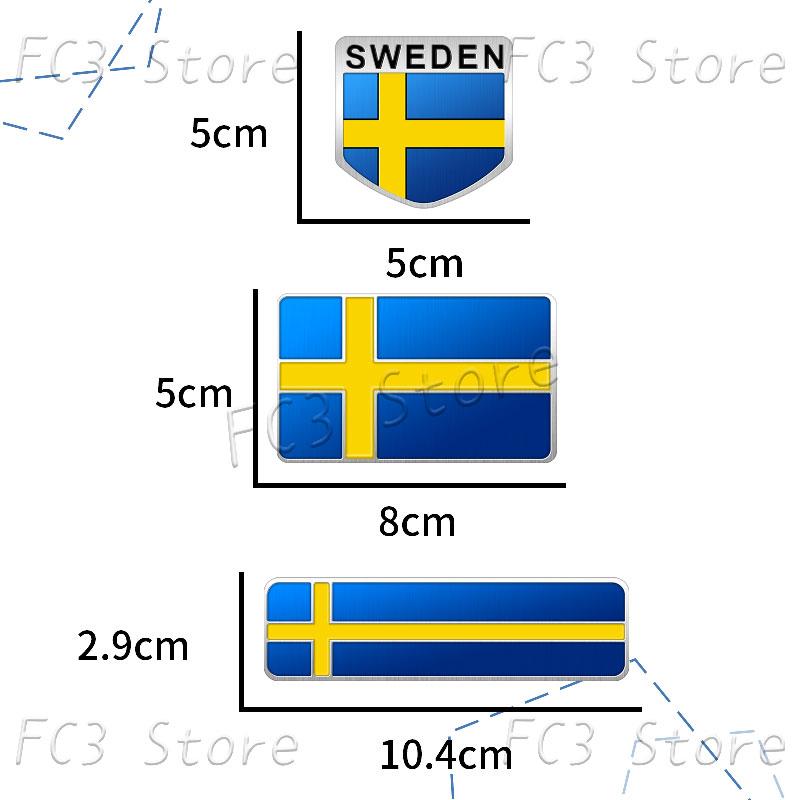 1Pcs Aluminum Sweden Flag National Flag Emblem Sticker Car Trunk Badge Fender Body Decal For Volvo XC40 XC60 XC90 C30 V40 V60