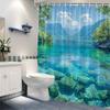 Polyester Shower Curtain - Serene Mountain Lake, Lush Greenery Design, 70x70", Machine Washable,  Nature-Inspired Bath Decor