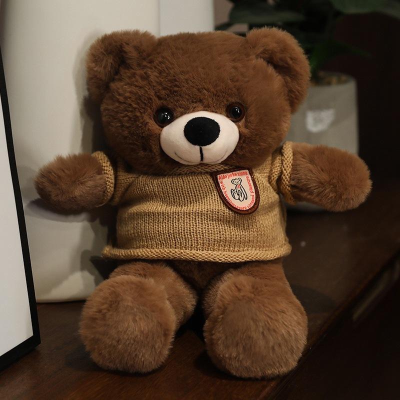 Niedlicher Plüsch-Teddybär mit Fliege, Teddybär-Puppe, Plüsch-Teddybär, Kuschelbär-Puppe, Beruhigende Muppet-Puppe für Kinder