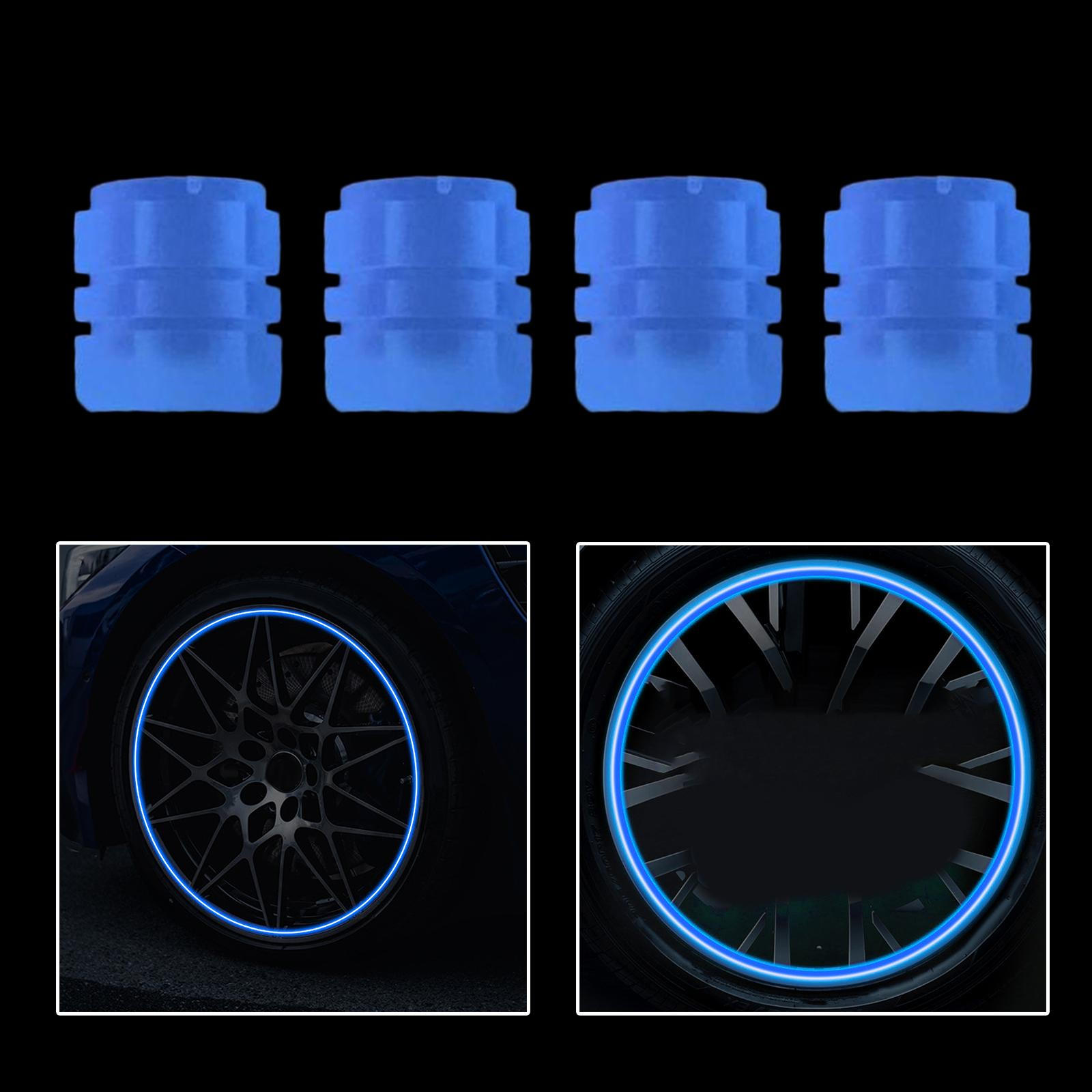 

4 Caps Luminous Fluorescent Direct Replacement Dustproof Universal Glowing Tire Valve Stem for Blue 2