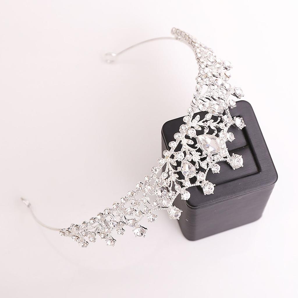 Bridal Wedding Tiara Crown Full Rhinestones Luxurious Style Headpiece for Stage Performance School Ball
