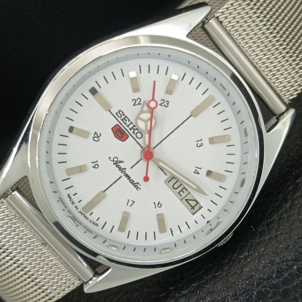 

VINTAGE SEIKO 5 AUTOMATIC 6309A REFURBISHED JAPAN MENS WHITE WATCH a442800-1