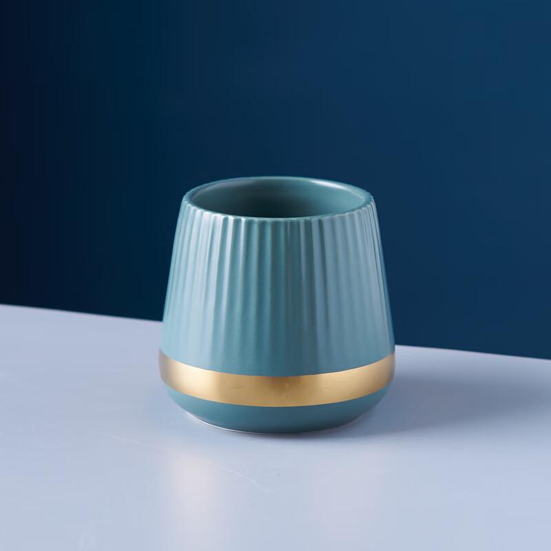 Zhishi Gold-Rimmed Striped Ceramic Cutlery & Storage Set