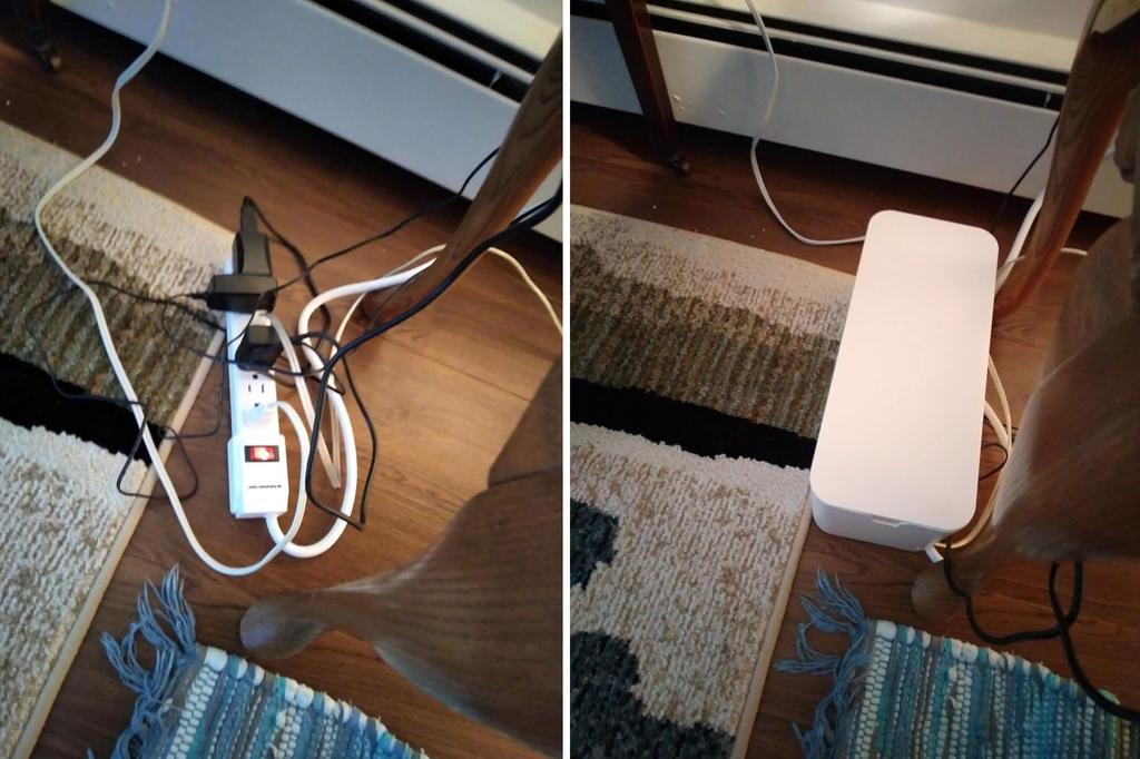 ZhiYo Weiße Kabelmanagementbox, 2er-Pack, Extra Große Kabelorganisatorbox, Kabelversteckbox zum Verbergen von Steckdosenleisten auf Schreibtischen und Böden