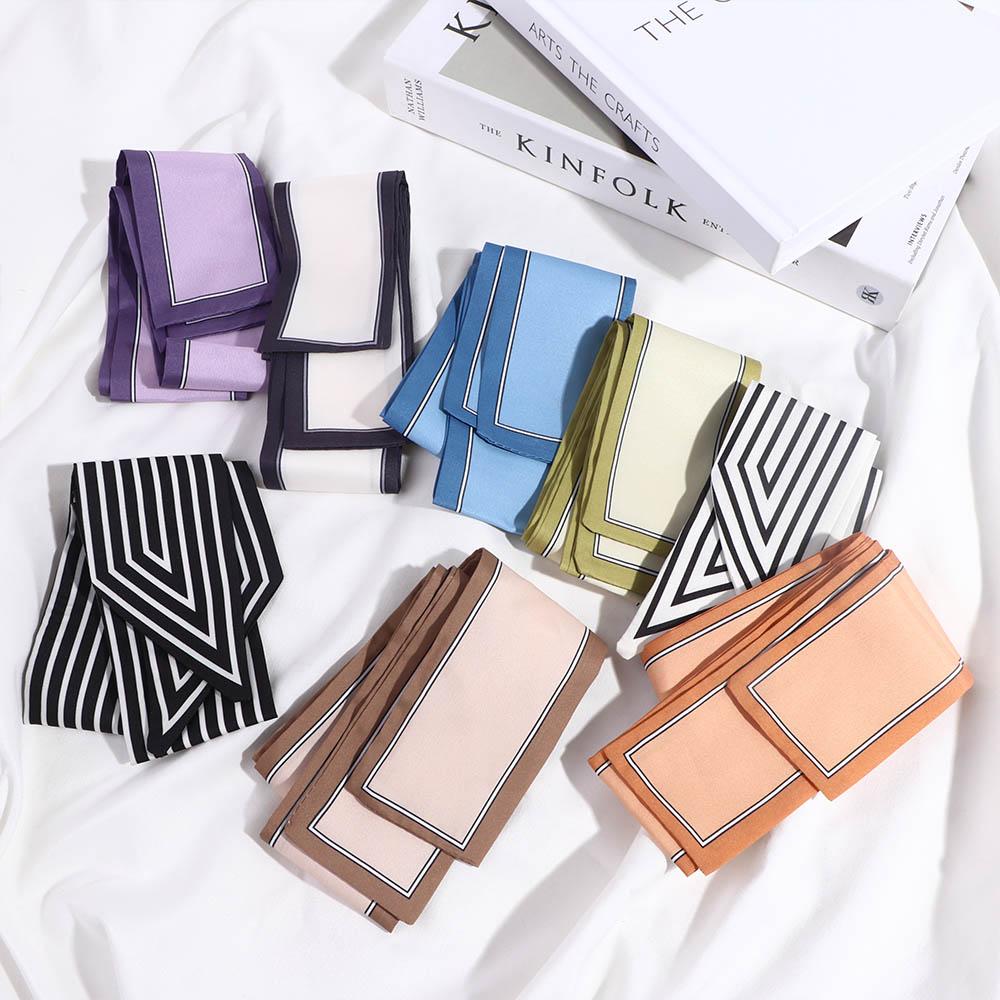 Headband Wraps Stripe Neckerchief Silk Scarf Printed Scarf Korean Style Scarves Small Long Scarf