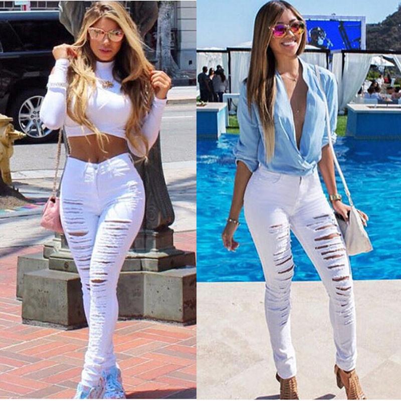 Ropa de mujer Moda Cintura alta Skinny Ripped Denim Pantalones Slim Pencil Jeans  Pantalones comprar a buen precio — entrega gratuita, reseñas reales con  fotos — Joom