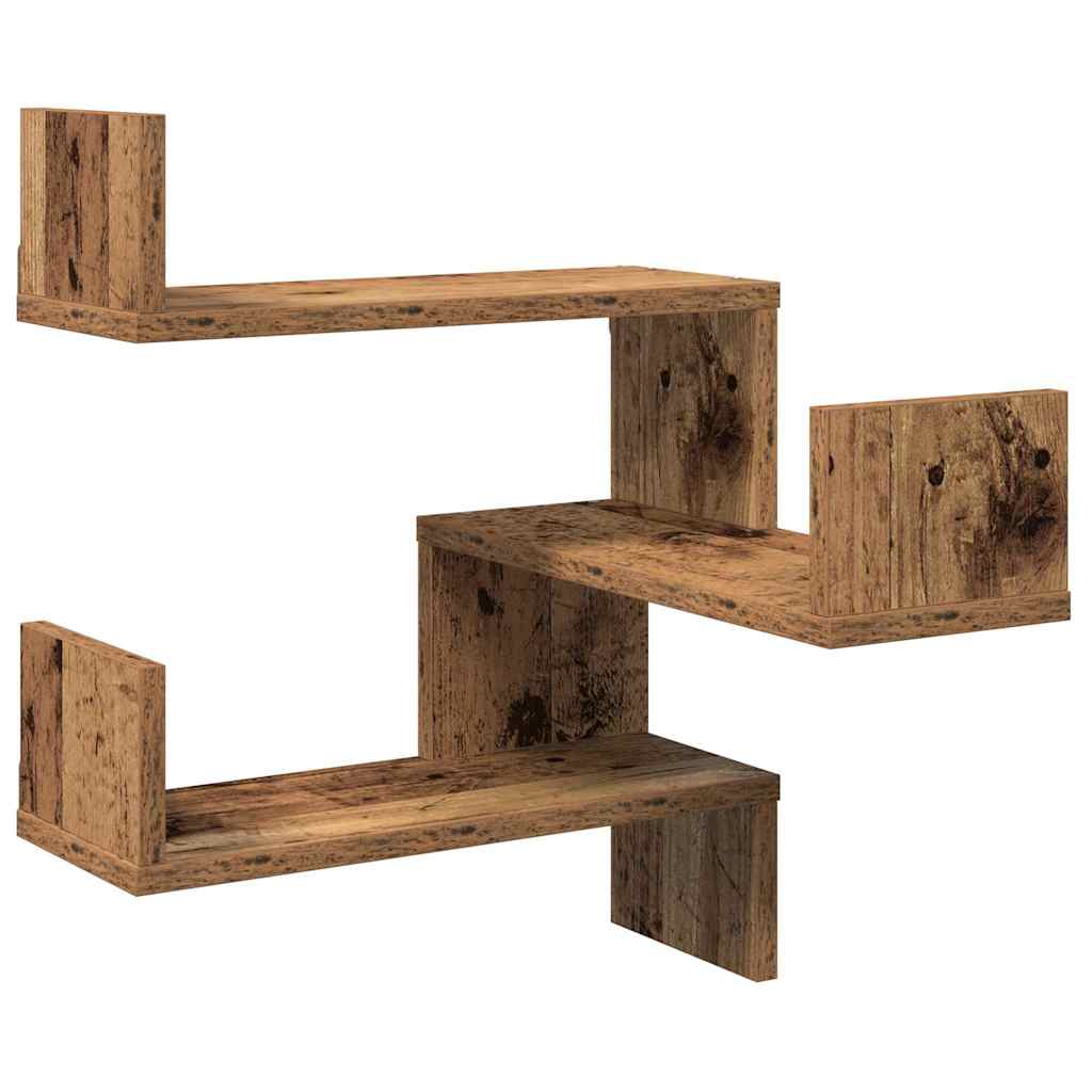 Wall Mounted Corner Shelves 2 Pcs Vintage Wood Look 40 X 40 X 49.5 Cm Particleboard