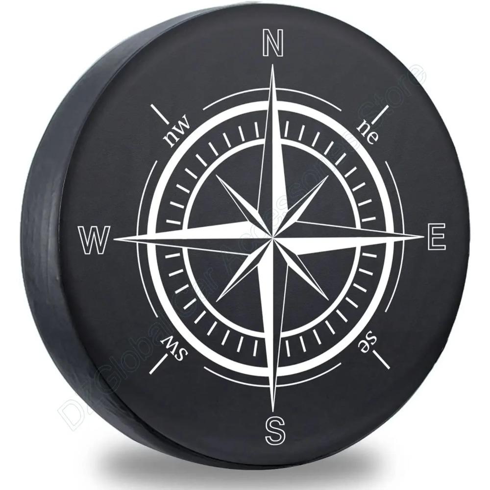Compass Print Spare Tire Cover Weatherproof Dust-Proof Wheel Cover for Jeep Wrangler FJTrailer RV SUV Truck 14 15 16 17 Inch