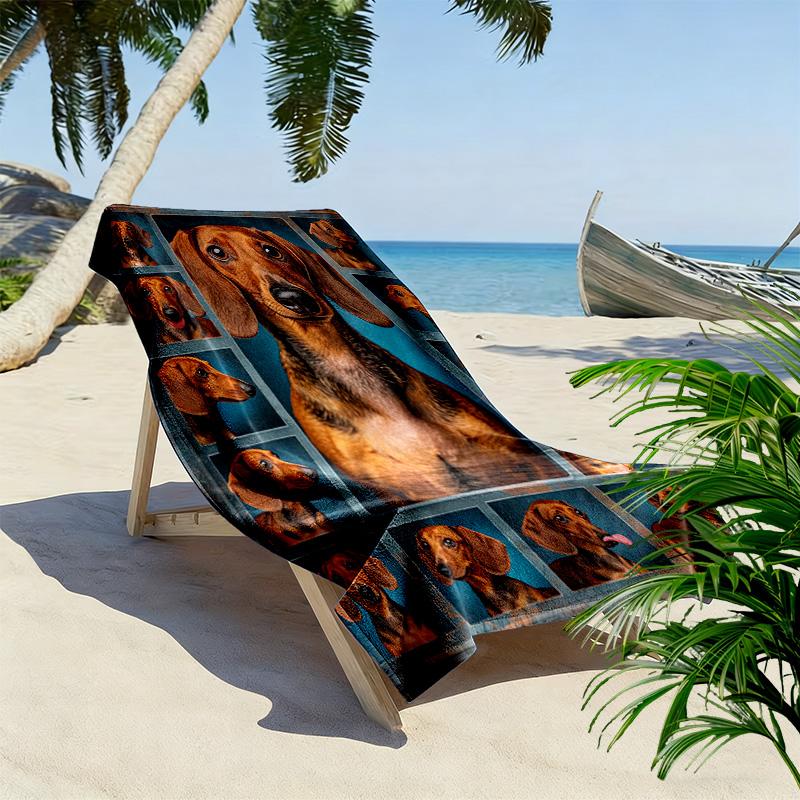 Dackel Puzzle Print Strandtuch, Großes Weiches Schnelltrocknendes Handtuch für Strand Camping Schwimmen