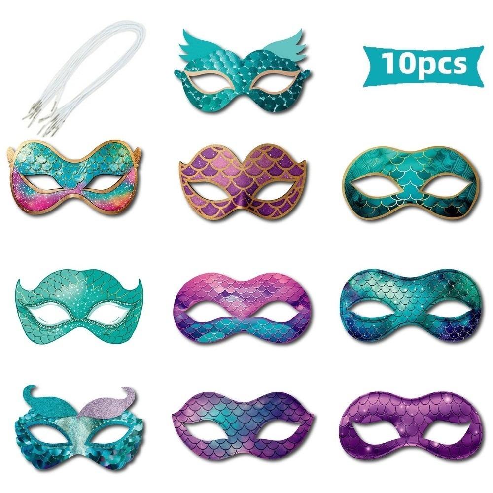 6/8/10/12/16 Pcs Party Supplies Cartoon Mermaid Paper Glasses Paper Colorful Party Masks Animal Paper Masks Birthday Party