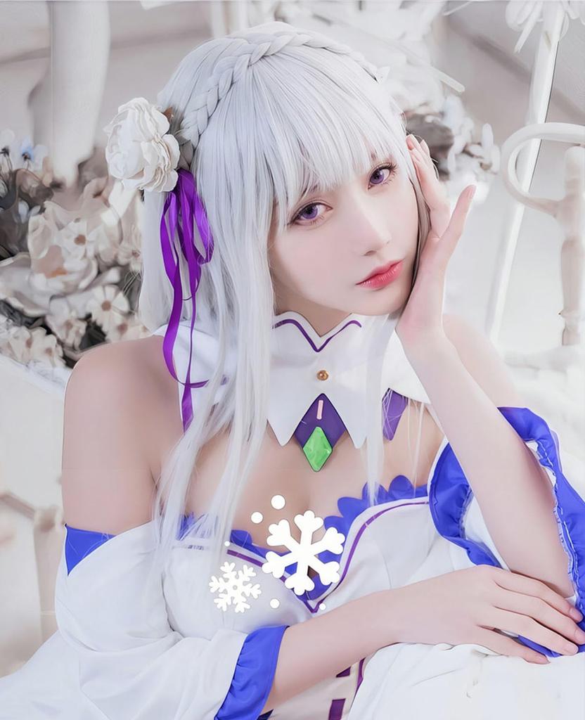 Cosplay Wig Emilia Wig Cosplay Wig Costume Accessory Disguise Wig with Net for and School Festivals Nou-satsu ReZero Heat-Resistant Events, Costumes,