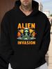Mikina s kapucí Alien Invasion Comic Graphic - Živě zelená mikina s kapucí