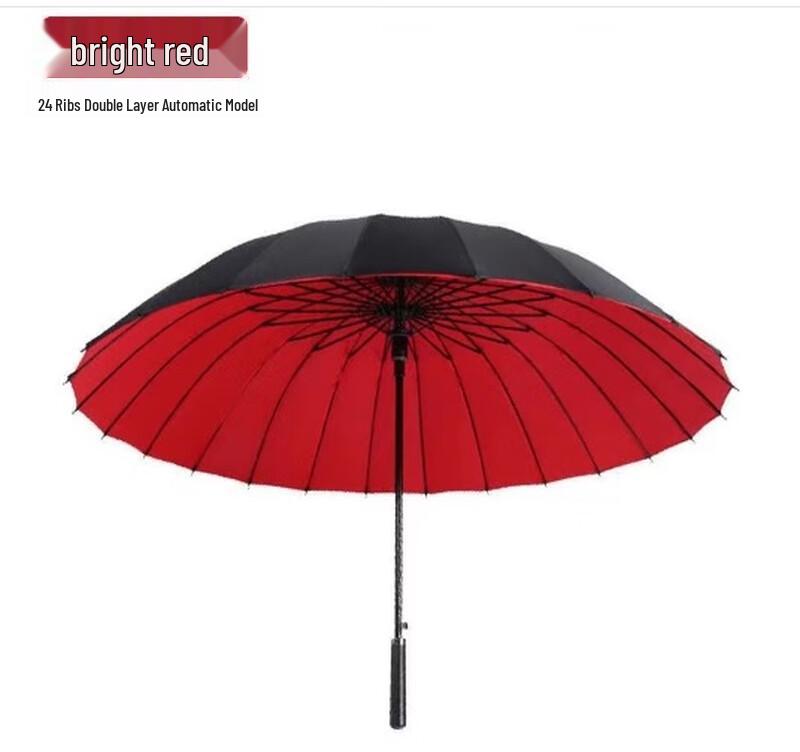 Двухслойный ветрозащитный длинный зонт с 24 ребрами