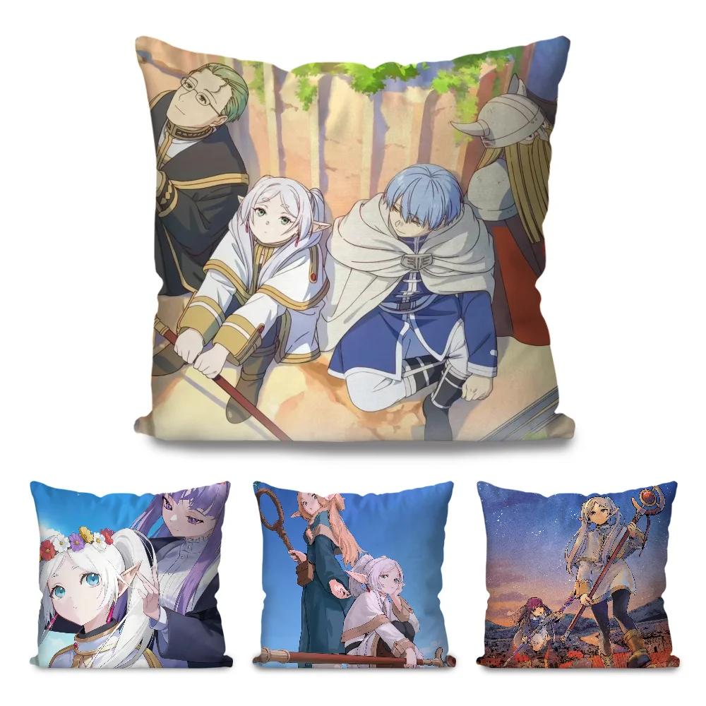 Animation Frieren Beyond Journeys End Pillow Case Square Pillow Bedroom Sofa Leisure ComfortCarLiving Room Home Decoration 40X40