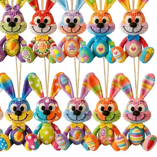 Easter Wooden Bunny Ornaments Farmhouse Rustic Wood Cutouts Hanging Decorations Spring Holiday Tree Ornaments for Home Party Decor