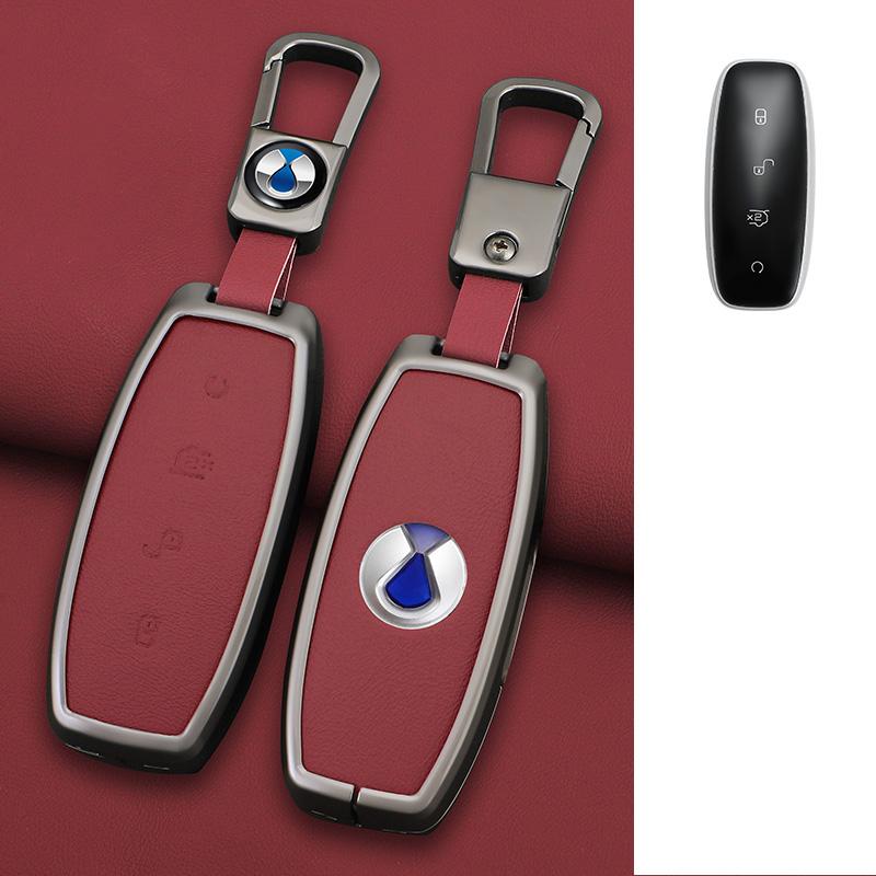 

Car Remote Key Case Cover Holder Shell For Denza D9 Dm-I Ev N7 N8 X Zinc Alloy Leather Protector Keychain Accessories