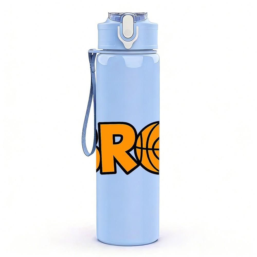 1PC BRO Bold Letter Text Art Print 750ml Color Plastic Sports Water Bottle Leakproof Flip Straw Lid Suitable for Sports Office Home Use