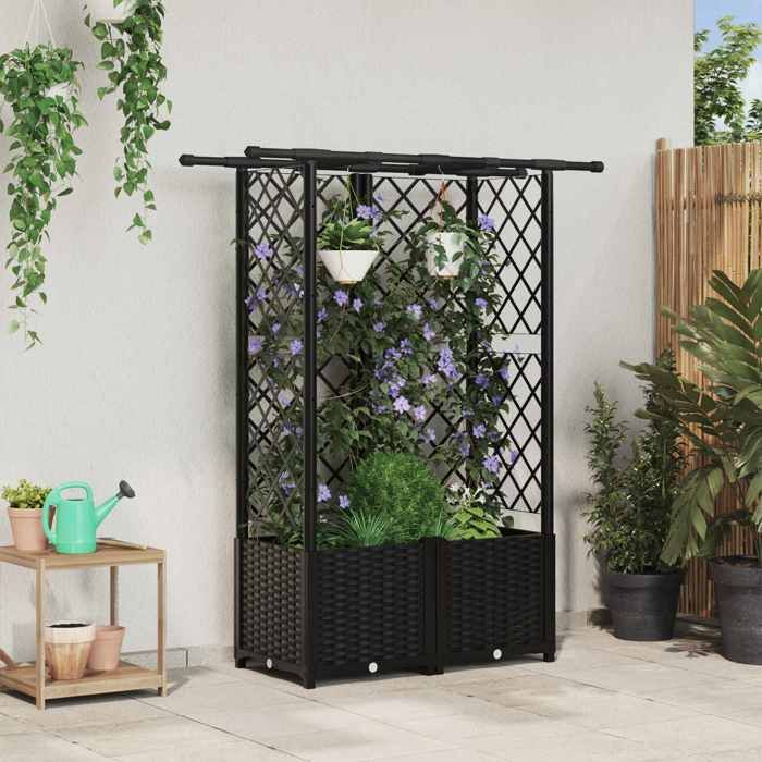 Exclusive House - High Bed with Trellis and Black Roof 124 X 40 X 136 Cm PP