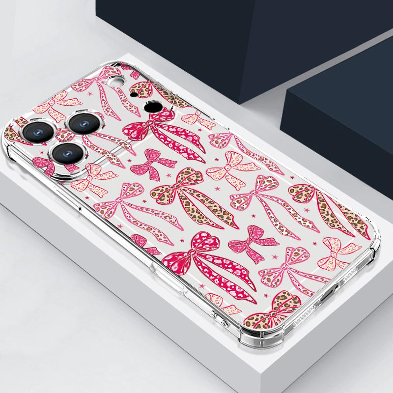 Rosa Schleifenmuster Hülle Für iPhone 17 Pro Max Coque iPhone 16 15 14 13 Pro Max 11 Stoßfest Klar Weiche Silikonhülle