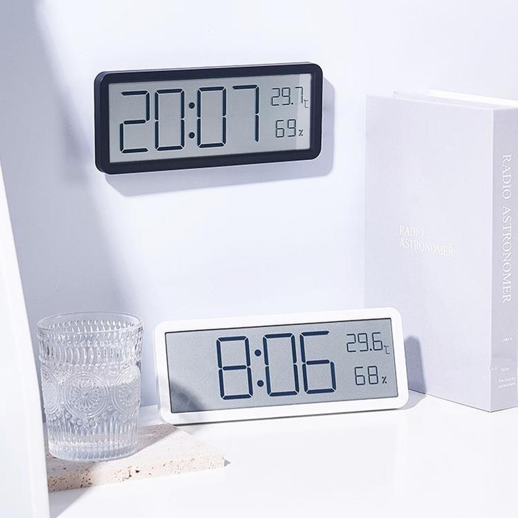 Modern Silent Digital Wall Clock with Temperature Date Display for Bedroom and Office
