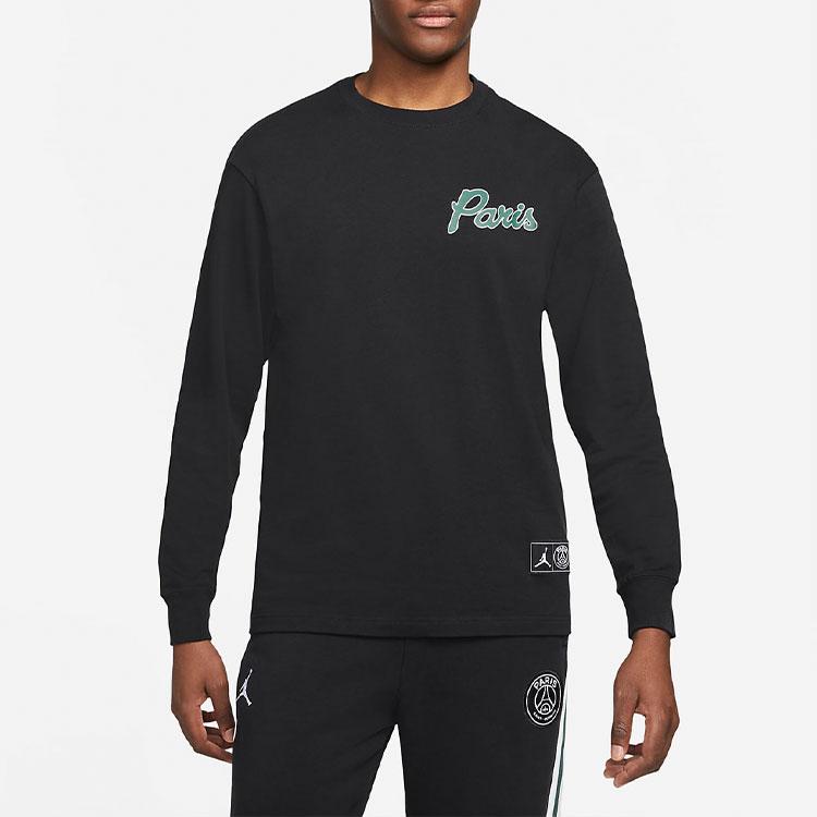 Jordan Paris Saint-Germain Casual Letter Print Crew Neck Long Sleeve Sweatshirt Men Tops Black DB6513-010