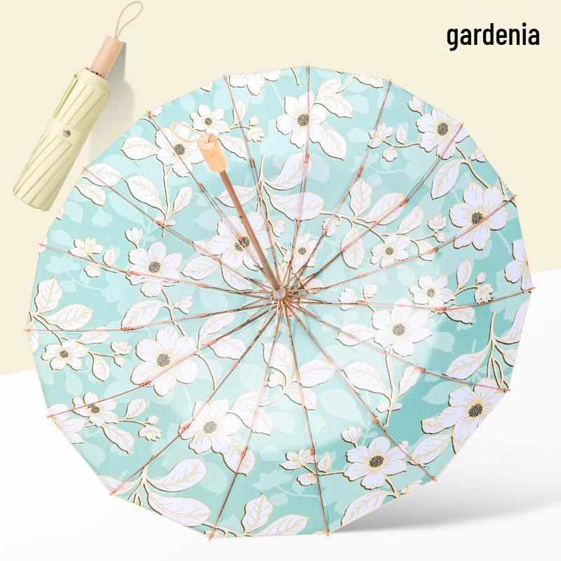 16-Rib Sun & Rain Dual-Use Umbrella: Windproof, Rainproof, UV-Resistant, Compact Design
