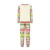 Christmas Print Matching Family Loungewear Set with Long Sleeve Neck Top and Pants for Parents and Kids