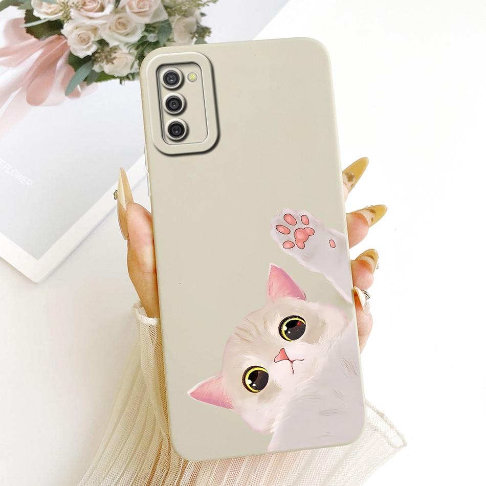 For Samsung Galaxy A03s Cute Cat Flower Cartoon Phone Case For Samsung A03S SM-A037G Shockproof Soft Silicone Covers Bumpers