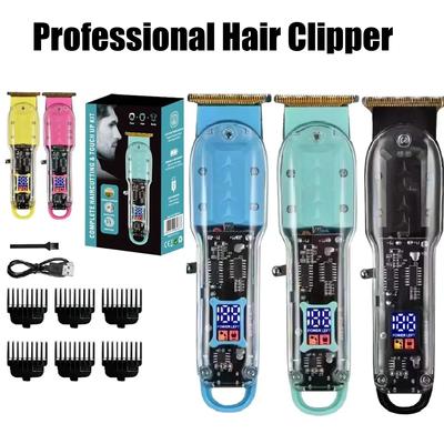 T9 Wiederaufladbare Haarschneidemaschine Transparent Professionelle Haarschneidemaschine Elektrischer Haartrimmer für Männer Kabellose Haarschneidemaschine
